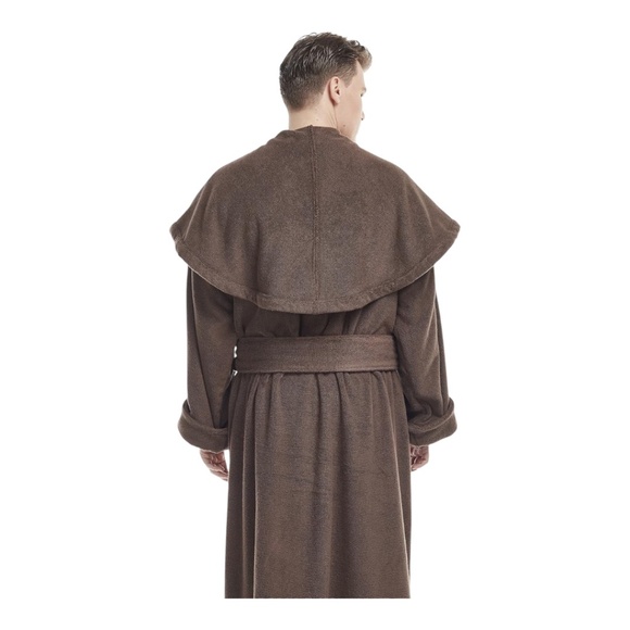 Men’s Long Monk Hooded Turkish Cotton Spa Bathrobe - Picture 3 of 13